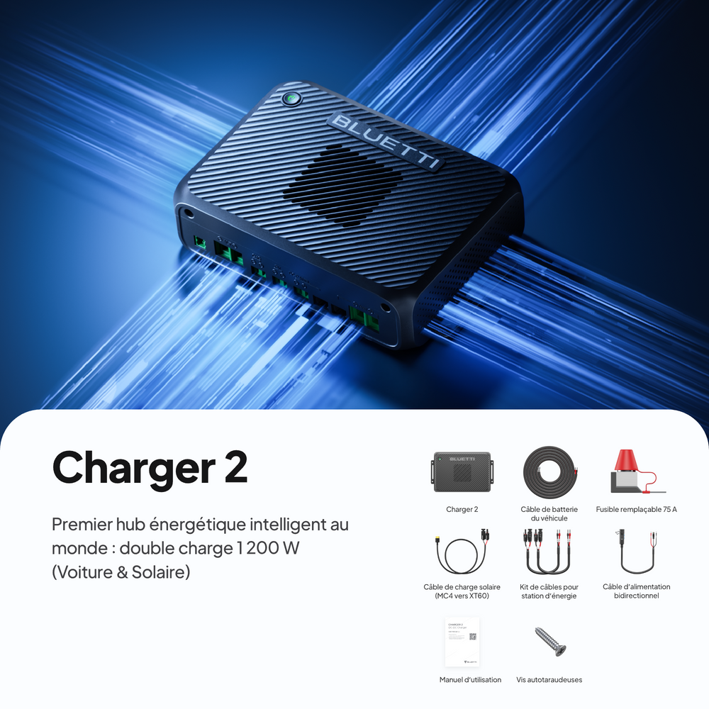 BLUETTI Charger 2 | Chargeur DC double 1 200 W pour alternateur et solaire