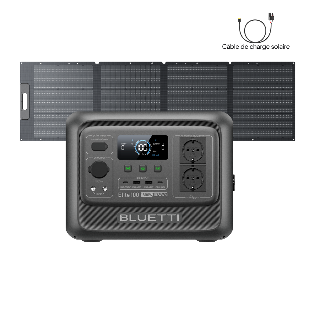 BLUETTI Elite 100 V2 Station électrique portable | 1 800 W, 1 024 Wh