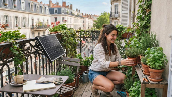 Balcon urbain avec panneau solaire plug and play