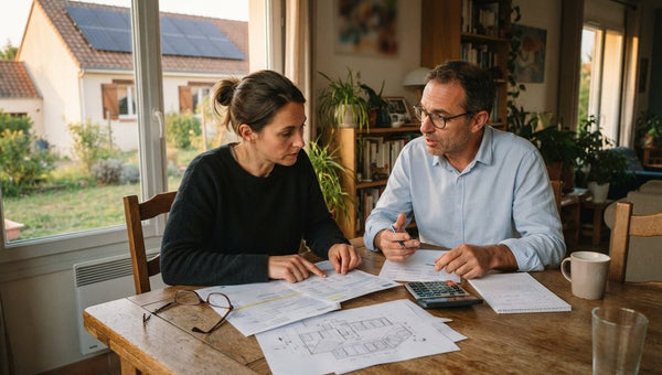 Couple étudiant un investissement photovoltaïque