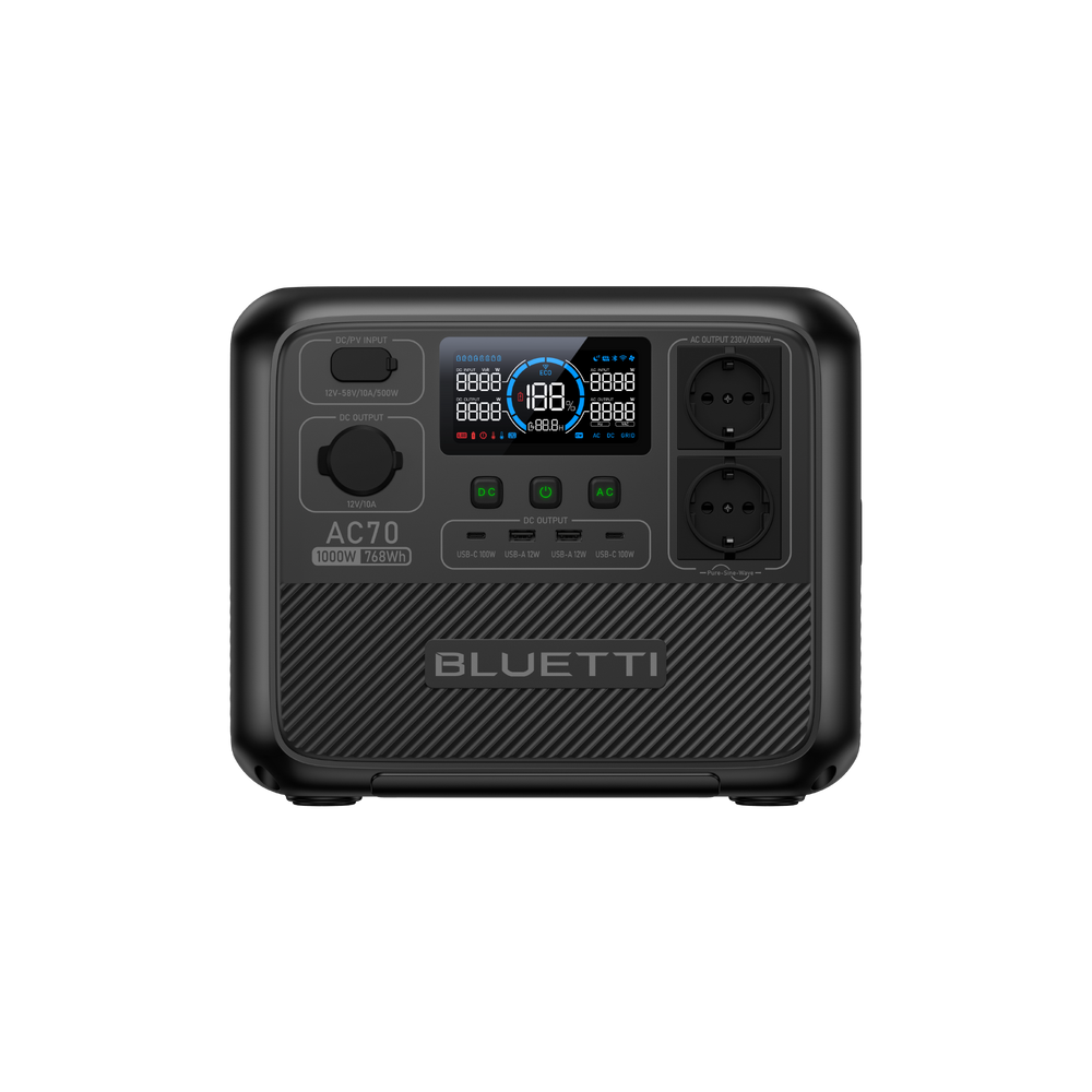 BLUETTI AC70 Station électrique portable | 1000 W, 768 Wh