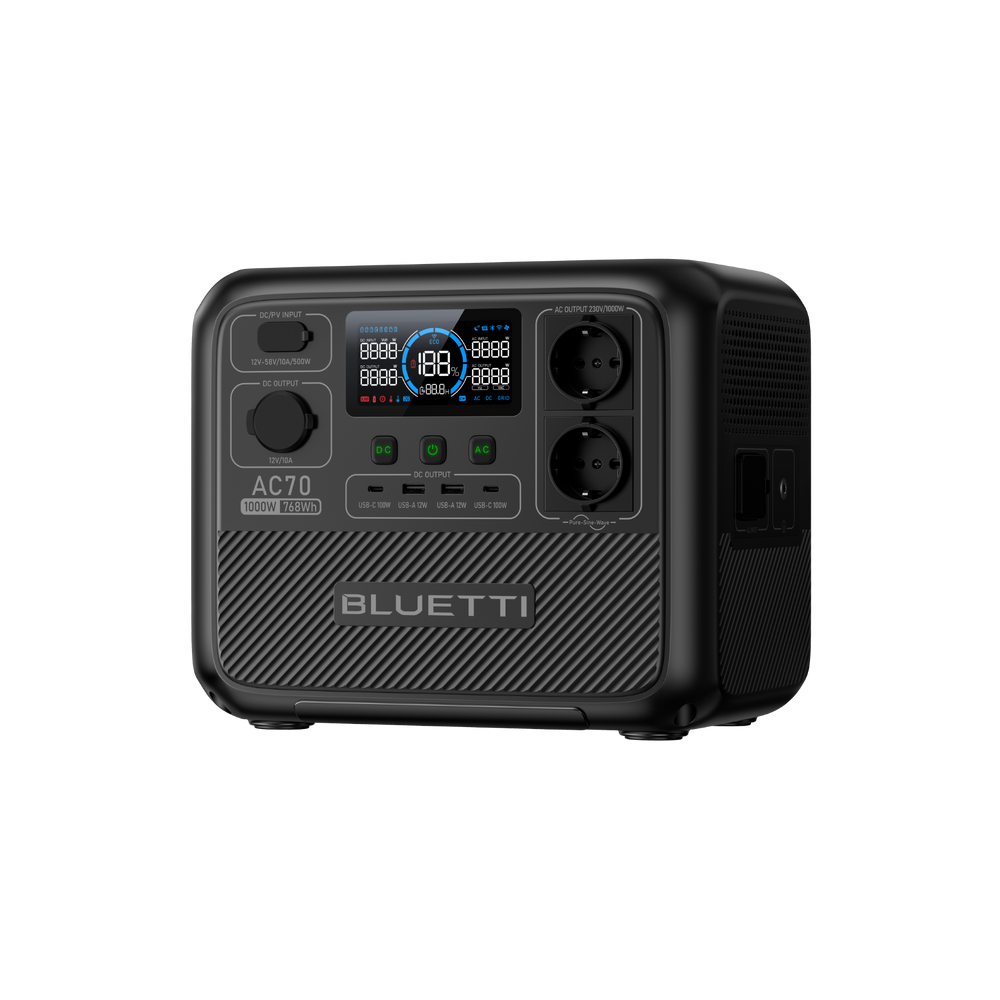 BLUETTI AC70 Station électrique portable | 1000 W, 768 Wh