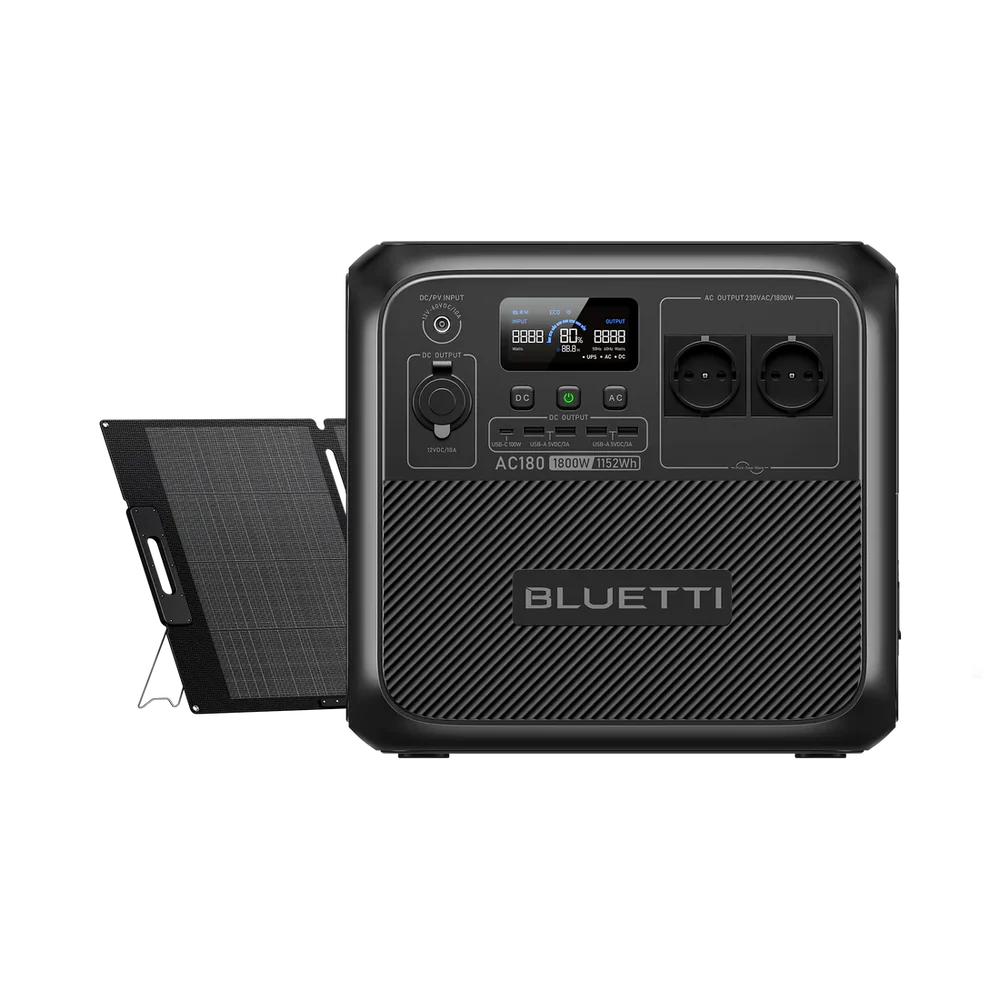 BLUETTI AC180+200W Kit solaire | 1 800 W, 1 152 Wh, 200 W solaire（Amazon）
