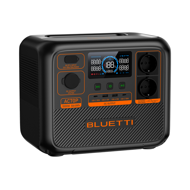 BLUETTI AC70P Station électrique portable | 1000 W / 864 Wh