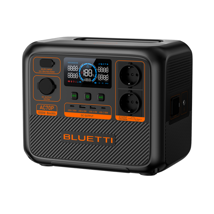 BLUETTI AC70P Station électrique portable | 1000 W / 864 Wh