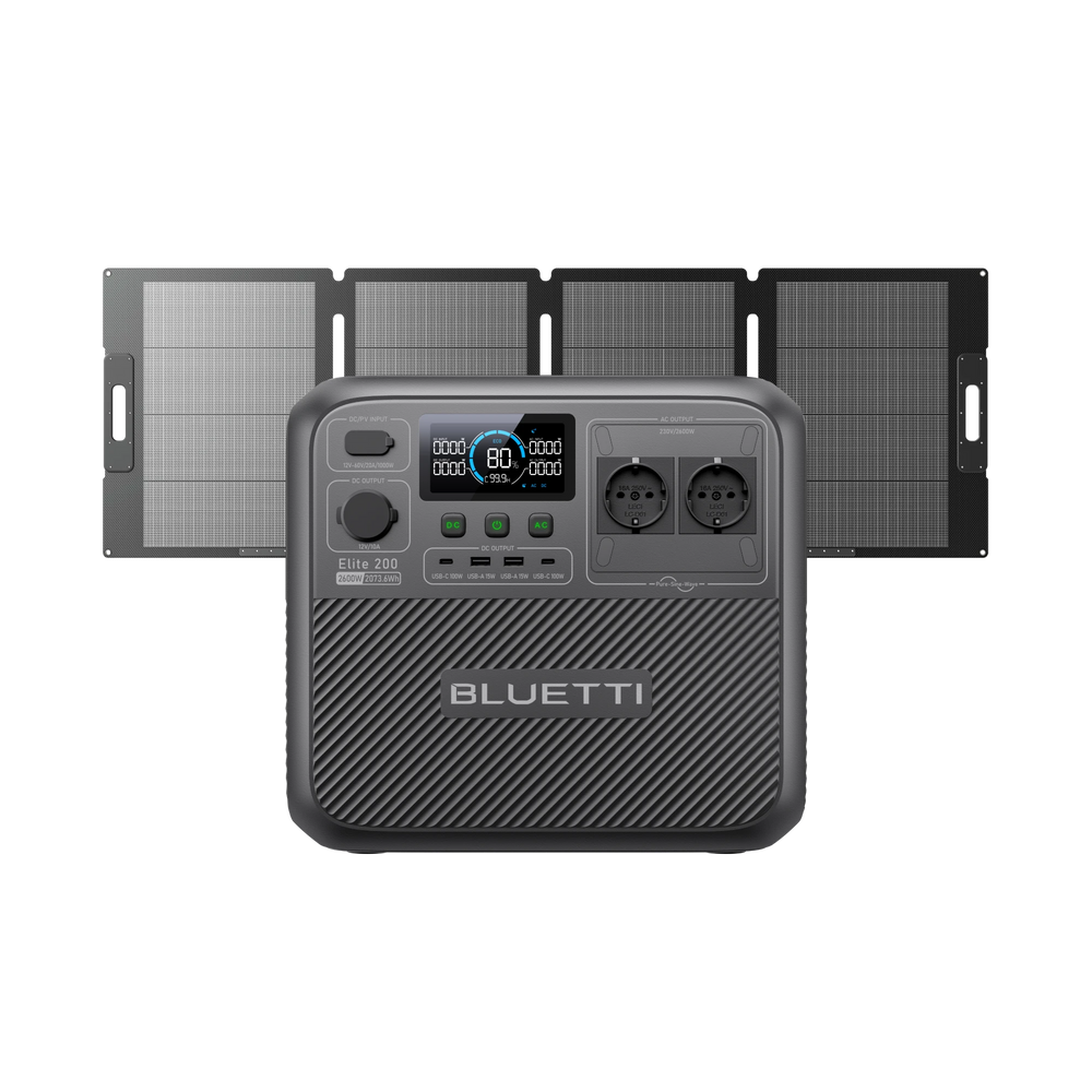 BLUETTI Elite 200 V2+200W | 2 600 W, 2 073,6 Wh, 200 W Kit générateur solaire