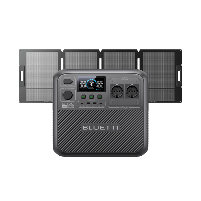 BLUETTI Elite 200 V2+200W | 2 600 W, 2 073,6 Wh, 200 W Kit générateur solaire