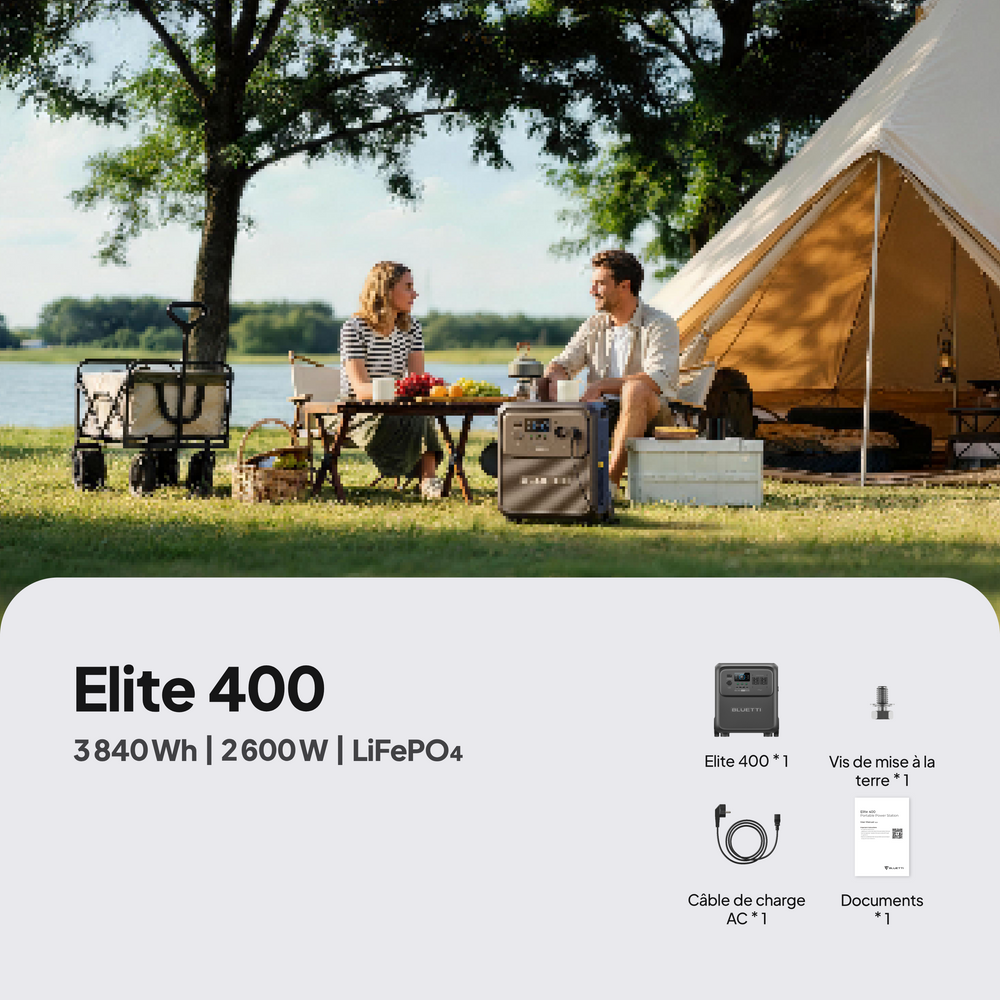BLUETTI Elite 400 Station d’alimentation portable | 2 600 W 3 840 Wh