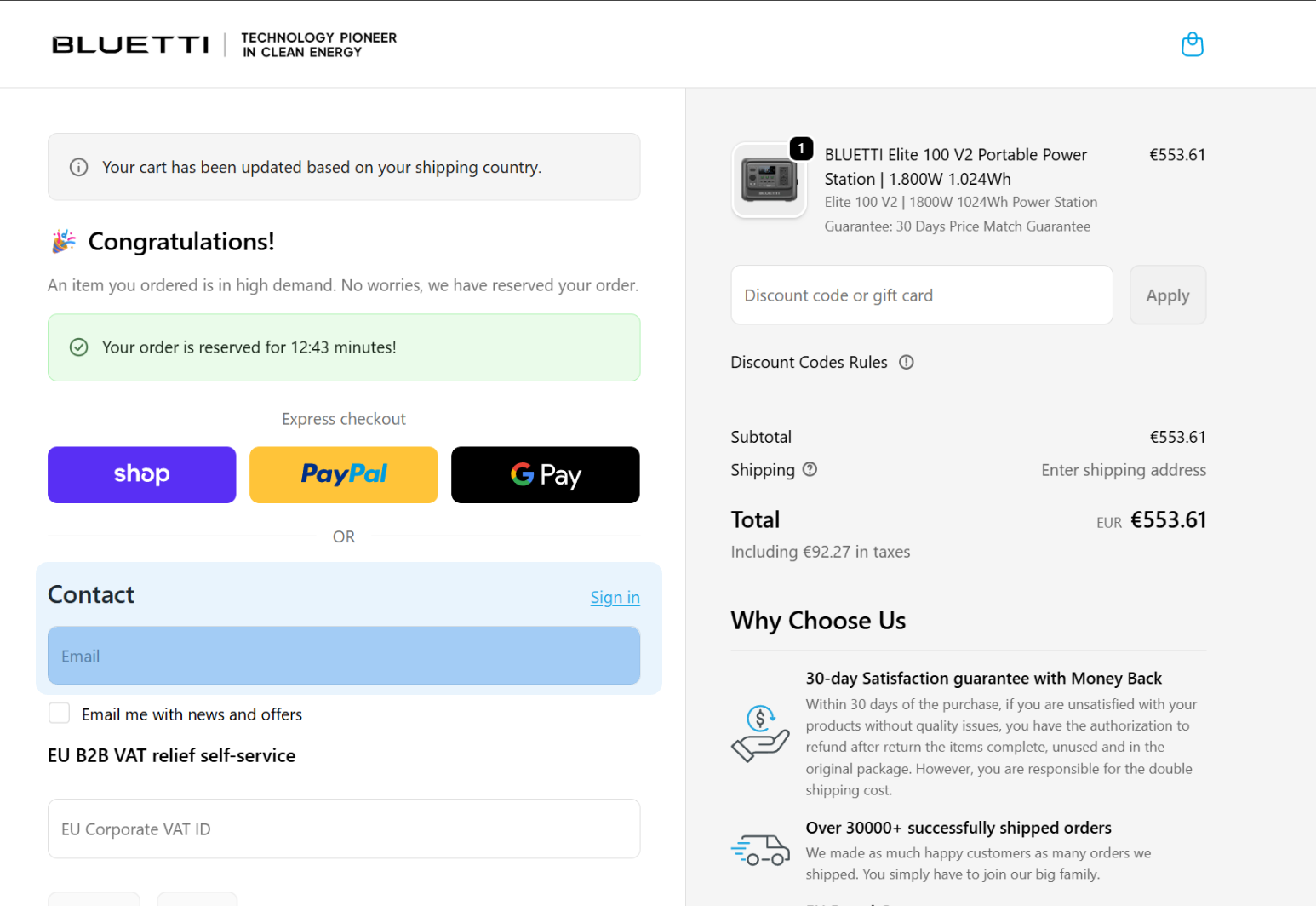 Étape 1 : Fournissez l'e-mail de votre compte BLUETTI