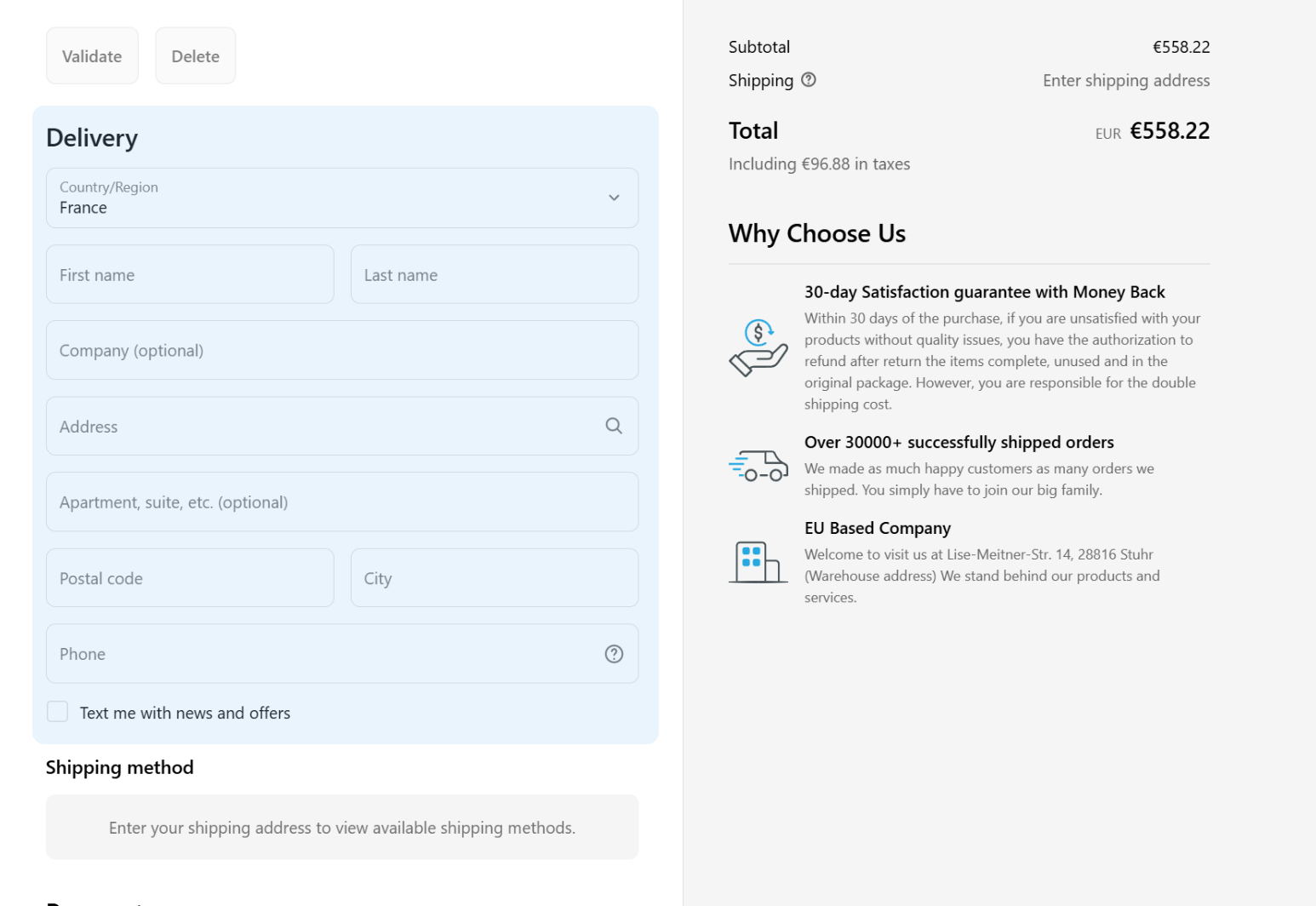 Étape 3 : Ajoutez vos informations de livraison