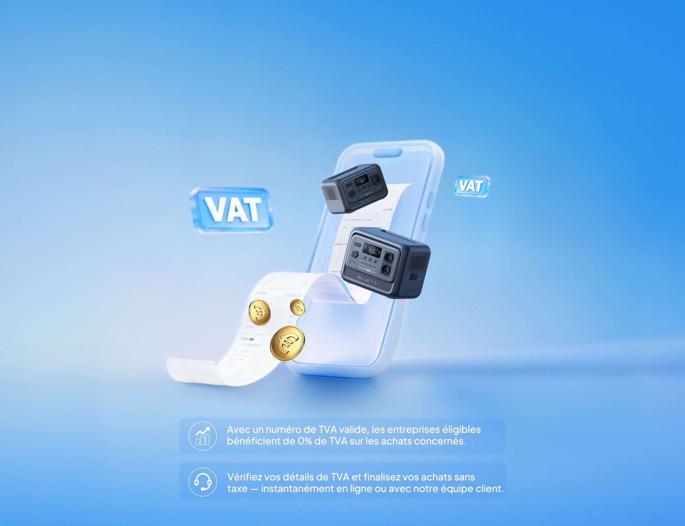 Profitez d'une Exemption de TVA <br class="hidden lg:block">
Jusqu'à 27% pour les PME*